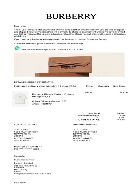 burberry receipt